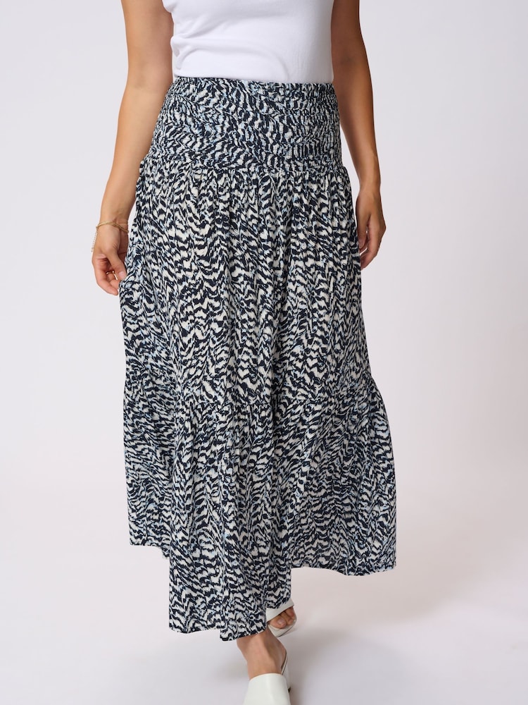 Kaffe Blue KAmaxi A-Line Smock Maxi Skirt - Image 1 of 6