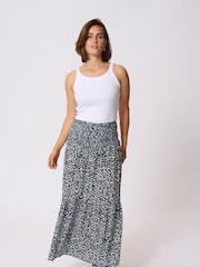 Kaffe Blue KAmaxi A-Line Smock Maxi Skirt - Image 2 of 6