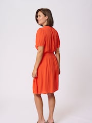 Kaffe Red KAronna V-Neck Short Sleeve Dress - Image 3 of 6