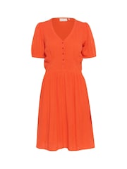 Kaffe Red KAronna V-Neck Short Sleeve Dress - Image 5 of 6