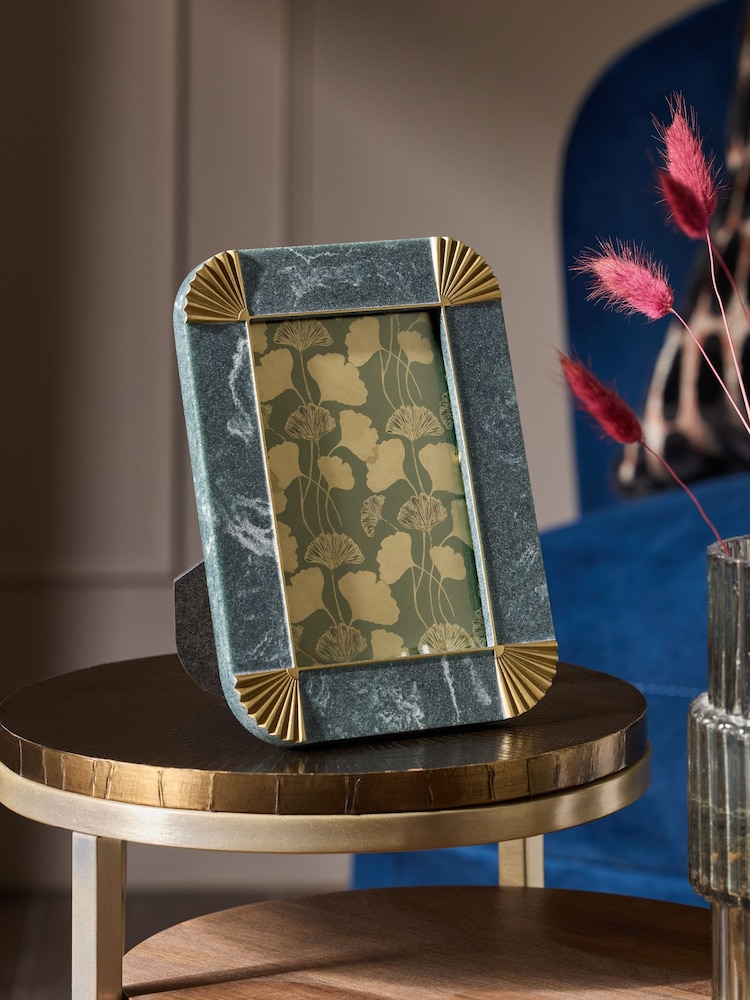 Green Marbled and Gold Decorative Photo Frame - Image 1 of 4 Green Marbled and Gold Decorative Photo Frame - Image 1 of 4