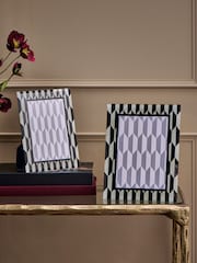 Monochrome Geo Patterned Glass Photo Frame - Image 3 of 5