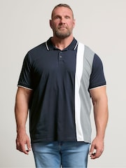 BadRhino Big & Tall Blue Cut & Sew Button-Up 100% Cotton Polo Shirt - Image 1 of 6