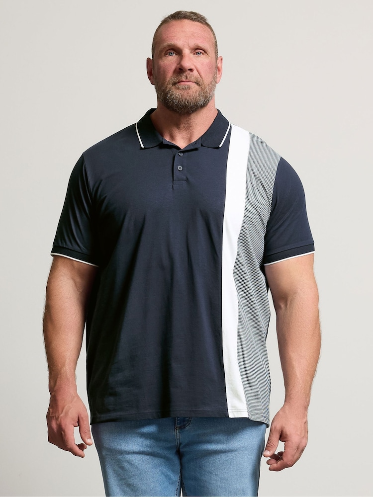BadRhino Big & Tall Blue Cut & Sew Button-Up 100% Cotton Polo Shirt - Image 1 of 6