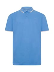 BadRhino Big & Tall Blue Pique Tipped Polo Shirt - Image 1 of 2