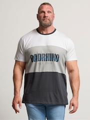 siva - BadRhino Big & Tall Cut & Sew Slogan 100% Cotton T-Shirt - Slika 1 iz 6