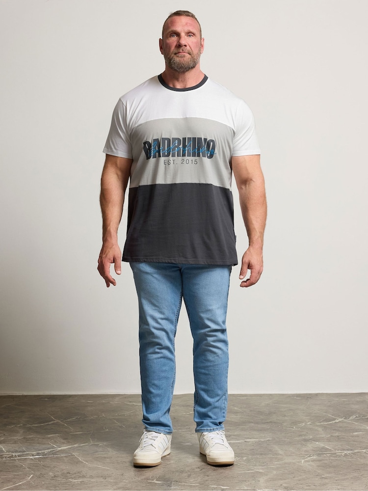 siva - BadRhino Big & Tall Cut & Sew Slogan 100% Cotton T-Shirt - Slika 2 iz 6