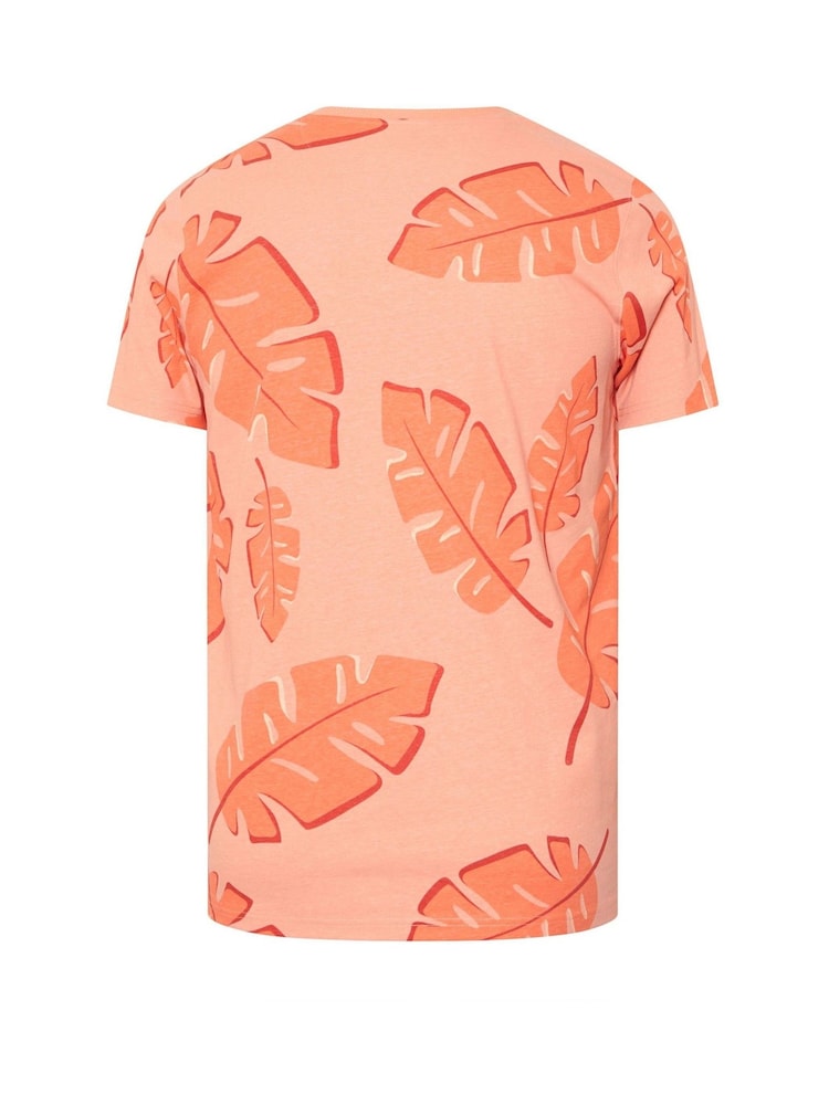BadRhino Big & Tall Pink Leaf Print 100% Cotton T-Shirt - Image 2 of 2