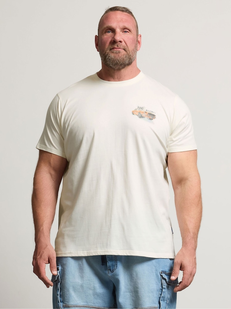 BadRhino Big & Tall White Racing Car 100% Cotton T-Shirt - Image 1 of 6