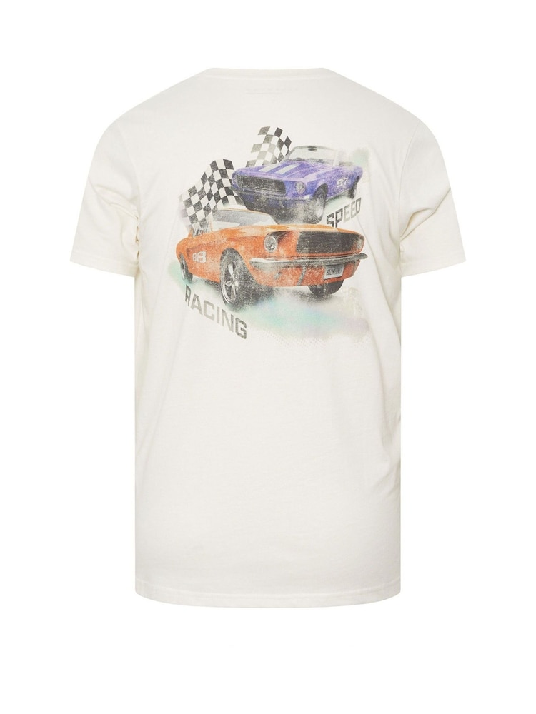 BadRhino Big & Tall White Racing Car 100% Cotton T-Shirt - Image 6 of 6