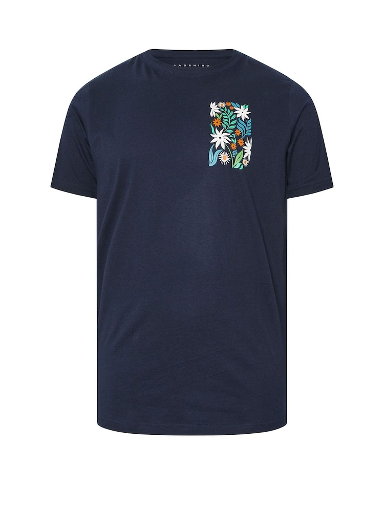 BadRhino Big & Tall Blue Flower Front & Back T-Shirt - Image 1 of 2