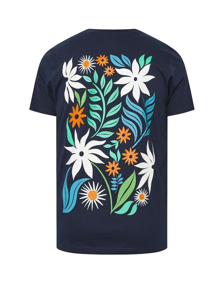 BadRhino Big & Tall Blue Flower Front & Back T-Shirt - Image 2 of 2