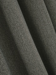 Grey Brushed Herringbone Pencil Pleat Blackout Thermal Curtains - Image 5 of 5