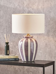 Pacific Lifestyle Lilac Priscilla Stripped Ceramic Table Lamp - Image 1 of 4