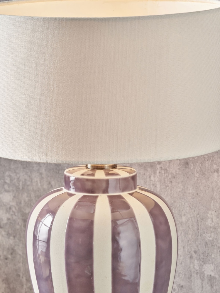 Pacific Lifestyle Lilac Priscilla Stripped Ceramic Table Lamp - Image 2 of 4