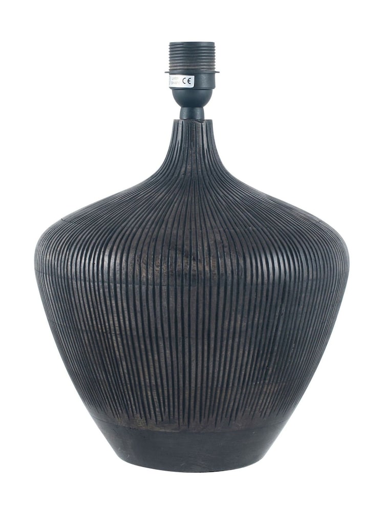 Pacific Lifestyle Black Manaia Antique Textured Wood Table Lamp - Image 4 of 4