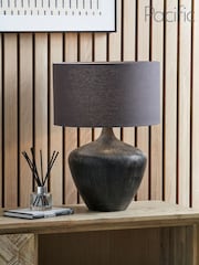 Pacific Lifestyle Black Manaia Antique Textured Wood Table Lamp - Image 6 of 7