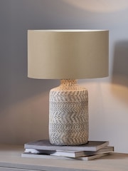 Pacific Lifestyle Natural Atouk Textured Stoneware Table Lamp - Image 1 of 5