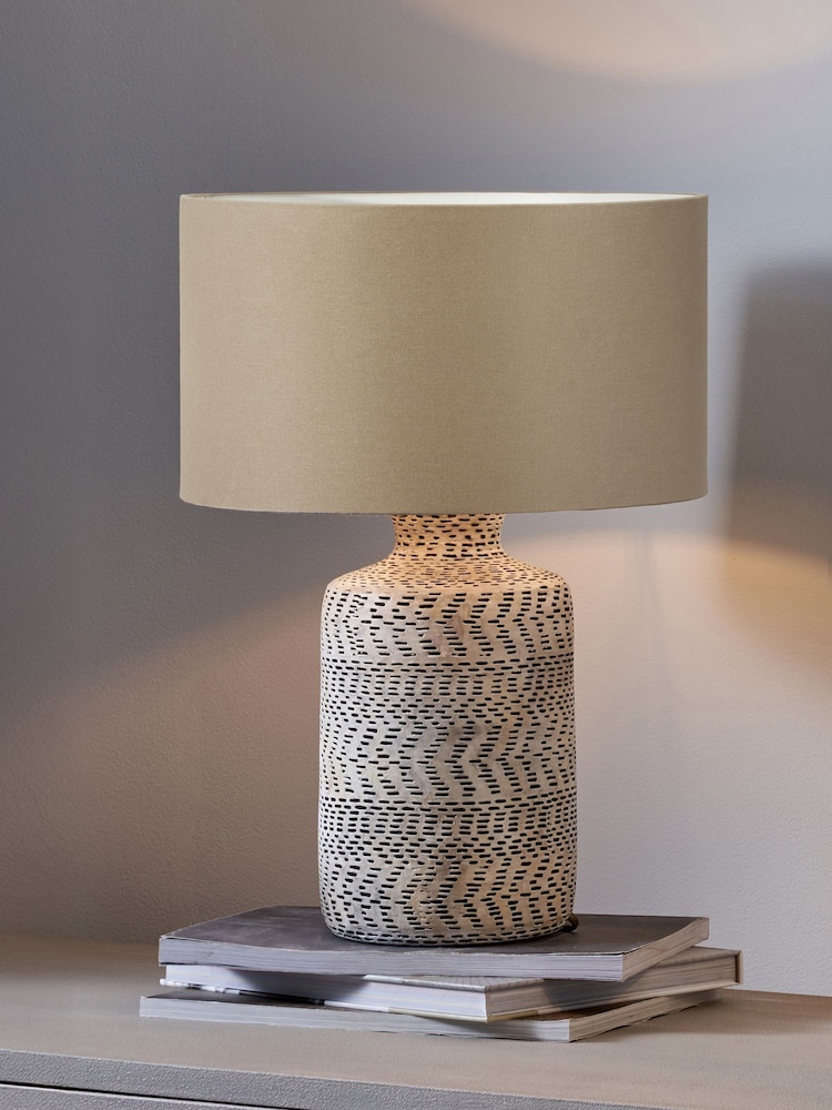 Pacific Lifestyle Natural Atouk Textured Stoneware Table Lamp - Image 1 of 5