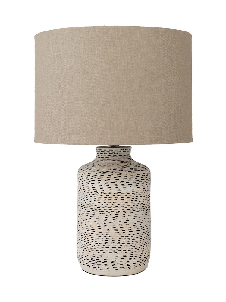 Pacific Lifestyle Natural Atouk Textured Stoneware Table Lamp - Image 2 of 5 Pacific Lifestyle Natural Atouk Textured Stoneware Table Lamp - Image 2 of 5