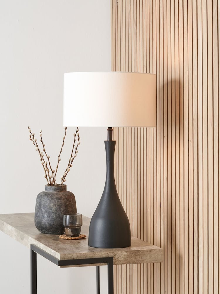 Pacific Lifestyle Black Llora Metal Curved Table Lamp - Image 1 of 4