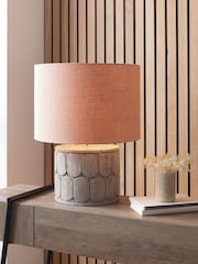 Pacific Lifestyle Grey Cezara Embossed Wood Wide Table Lamp - Image 1 of 4
