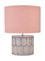 Pacific Lifestyle Grey Cezara Embossed Wood Wide Table Lamp - Image 3 of 4