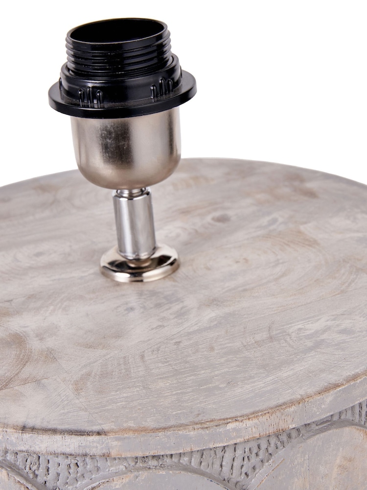 Pacific Lifestyle Grey Cezara Embossed Wood Wide Table Lamp - Image 5 of 5