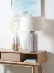 Pacific Lifestyle Blue Bude White Stripe Stoneware Table Lamp - Image 1 of 5