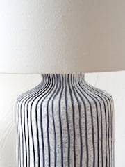 Pacific Lifestyle Blue Bude White Stripe Stoneware Table Lamp - Image 2 of 5