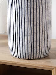 Pacific Lifestyle Blue Bude White Stripe Stoneware Table Lamp - Image 3 of 5
