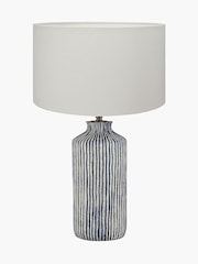 Pacific Lifestyle Blue Bude White Stripe Stoneware Table Lamp - Image 4 of 5