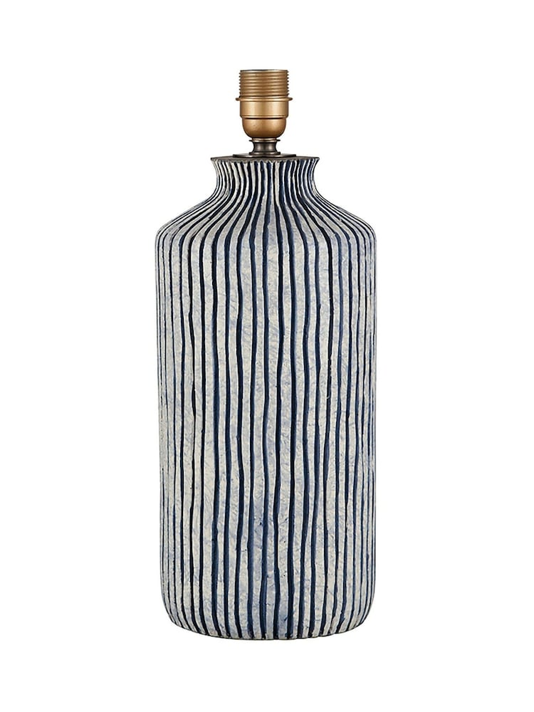 Pacific Lifestyle Blue Bude White Stripe Stoneware Table Lamp - Image 5 of 5
