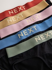 Black Pastel Waistband 5 Pack Cotton Rich Briefs - Image 8 of 9