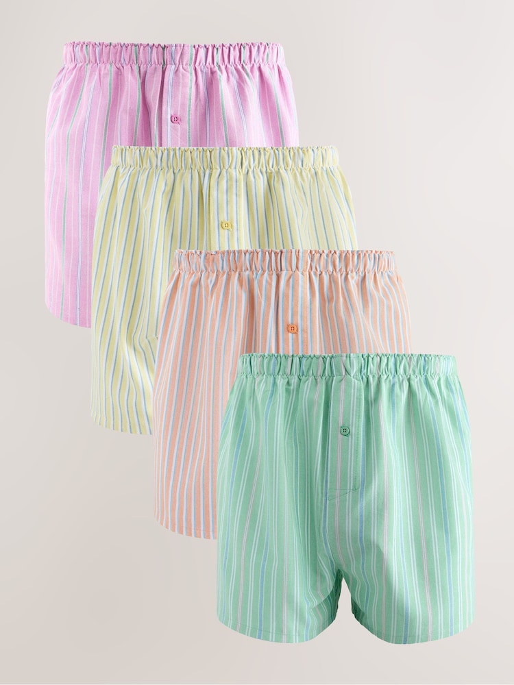 Orange/Blue Stripe 4 pack Woven Pure Boxers - Image 1 of 8