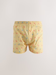 Yellow/ Blue Summer Print 4 pack Woven Pure Boxers - Image 2 of 8