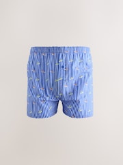 Yellow/ Blue Summer Print 4 pack Woven Pure Boxers - Image 3 of 8