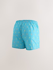 Yellow/ Blue Summer Print 4 pack Woven Pure Boxers - Image 6 of 8