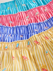 Yellow/ Blue Summer Print 4 pack Woven Pure Boxers - Image 7 of 8