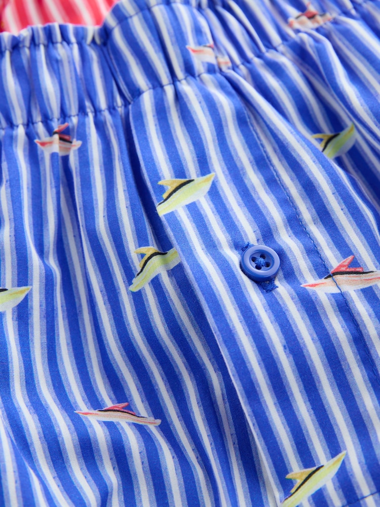 Yellow/ Blue Summer Print 4 pack Woven Pure Boxers - Image 8 of 8