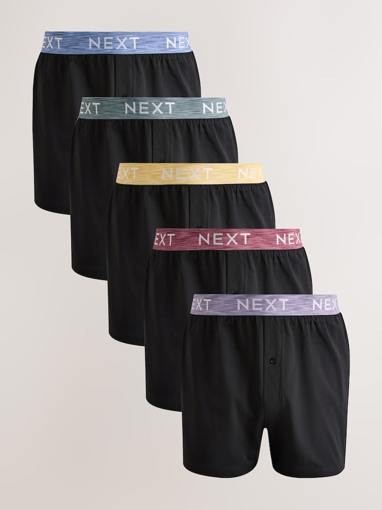 Black Pastel Waistband 5 Pack Loose Boxers - Image 1 of 9 Black Pastel Waistband 5 Pack Loose Boxers - Image 1 of 9