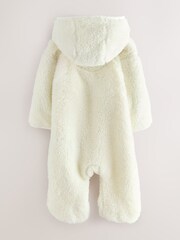 Superdry White Teddy Fleece Pramsuit - Image 2 of 6