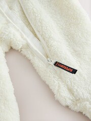 Superdry White Teddy Fleece Pramsuit - Image 6 of 6