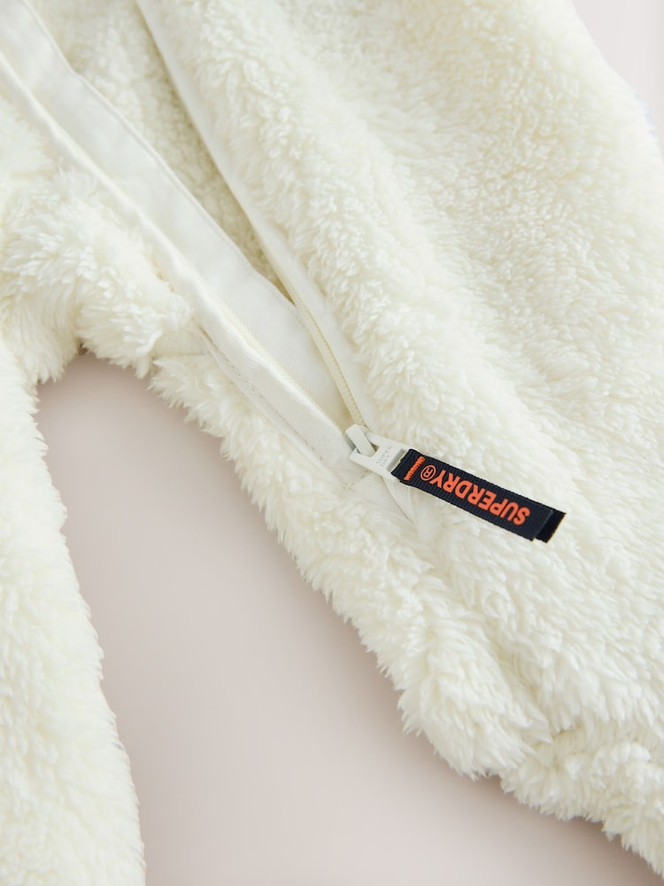 Superdry White Teddy Fleece Pramsuit - Image 6 of 6