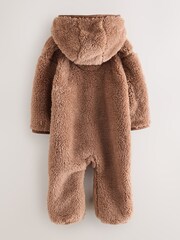 Superdry Brown Teddy Fleece Pramsuit - Image 2 of 6