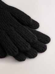 Black Rib Knit Gloves - Image 2 of 3