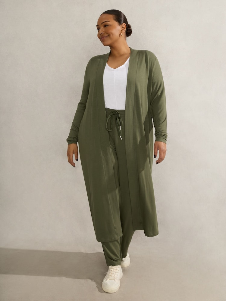 Live Unlimited Green Curve Lightweight Supersoft Maxi Cardigan - Image 1 of 3 Live Unlimited Green Curve Lightweight Supersoft Maxi Cardigan - Image 1 of 3