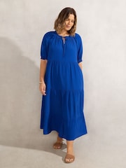 Live Unlimited Blue Curve Tiered V-Neck Dress - Image 2 of 4