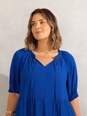 Live Unlimited Blue Curve Tiered V-Neck Dress - Image 3 of 4