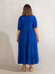 Live Unlimited Blue Curve Tiered V-Neck Dress - Image 4 of 4
